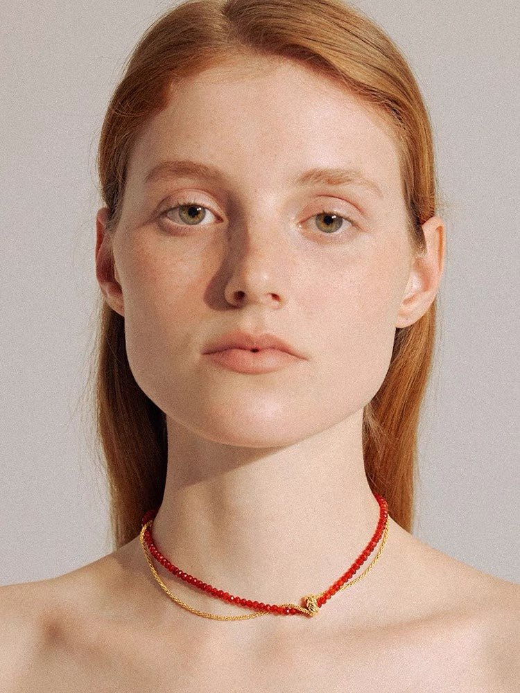 Stylishly Designed Chain Entanglement Gemstone Necklace - floysun