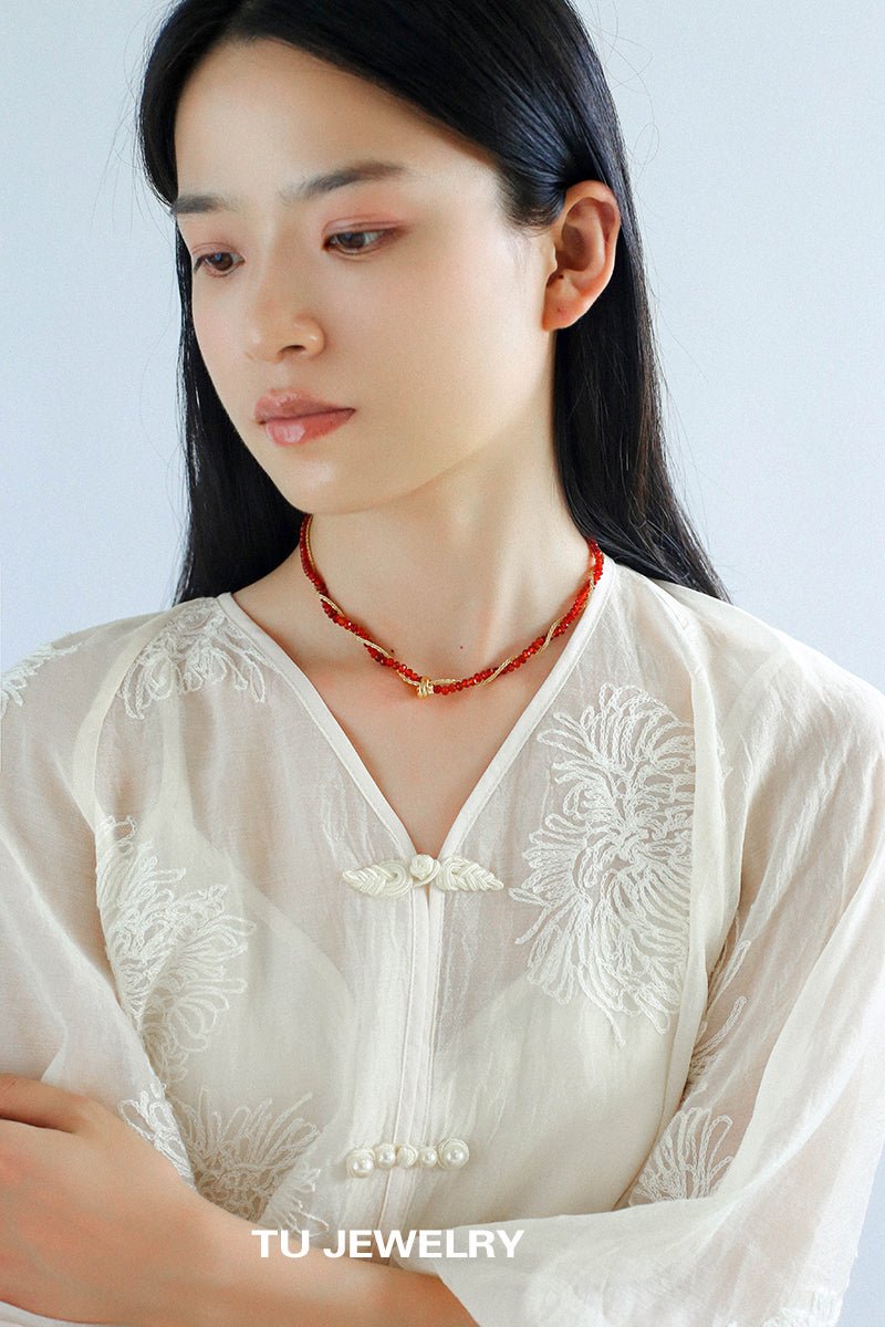 Stylishly Designed Chain Entanglement Gemstone Necklace - floysun