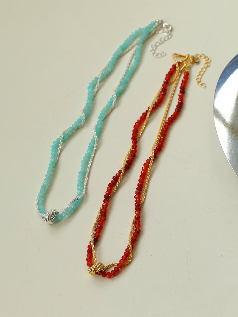 Stylishly Designed Chain Entanglement Gemstone Necklace - floysun