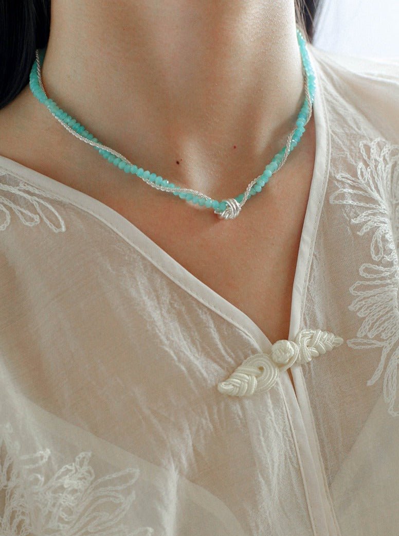 Stylishly Designed Chain Entanglement Gemstone Necklace - floysun