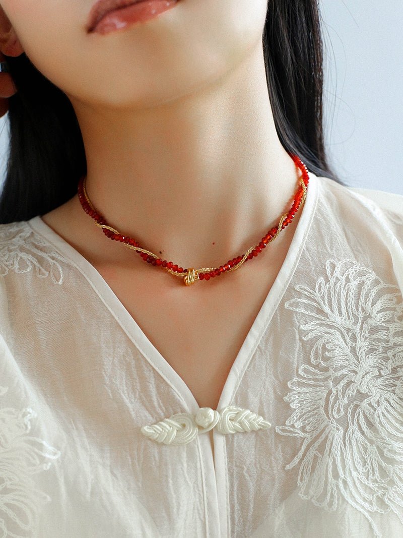 Stylishly Designed Chain Entanglement Gemstone Necklace - floysun