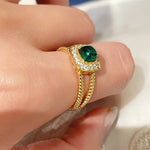 Sugar Tower Emerald K Gold Ring - floysun