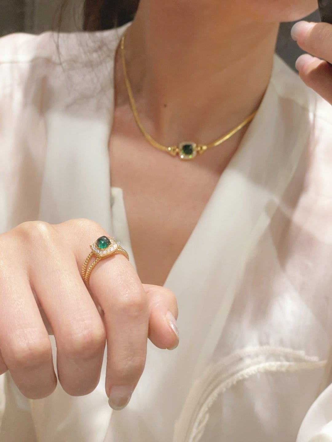 Sugar Tower Emerald K Gold Ring - floysun