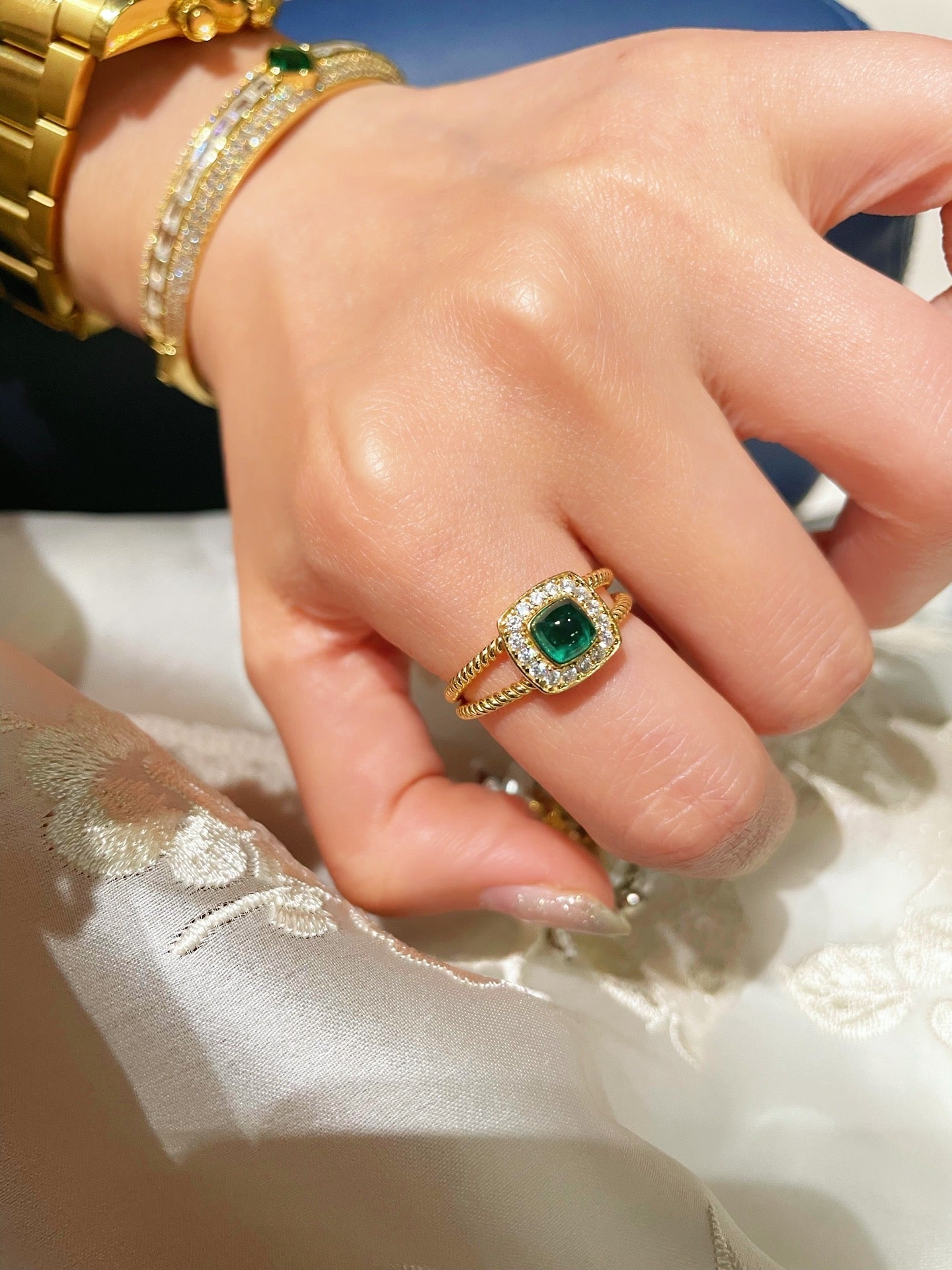 Sugar Tower Emerald K Gold Ring - floysun