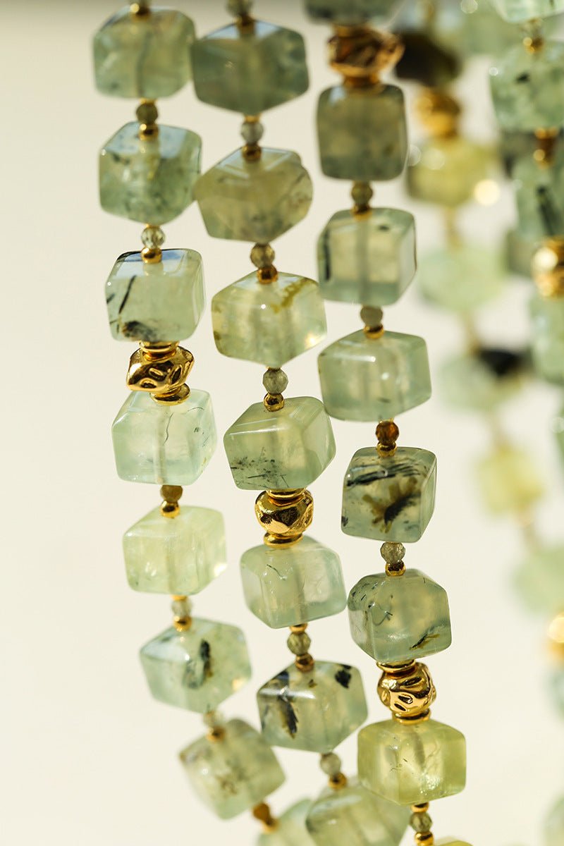 Summer Candy Box – Green Prehnite Faceted Beaded Necklace - floysun