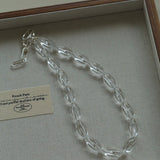 Summer Clear Oval White Crystal Beaded Necklace - floysun