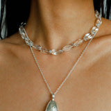 Summer Clear Oval White Crystal Beaded Necklace - floysun