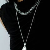 Summer Clear Oval White Crystal Beaded Necklace - floysun