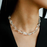 Summer Clear Oval White Crystal Beaded Necklace - floysun