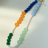Summer Vibes Pearl and Multicolored Gemstone Beaded Necklace - floysun
