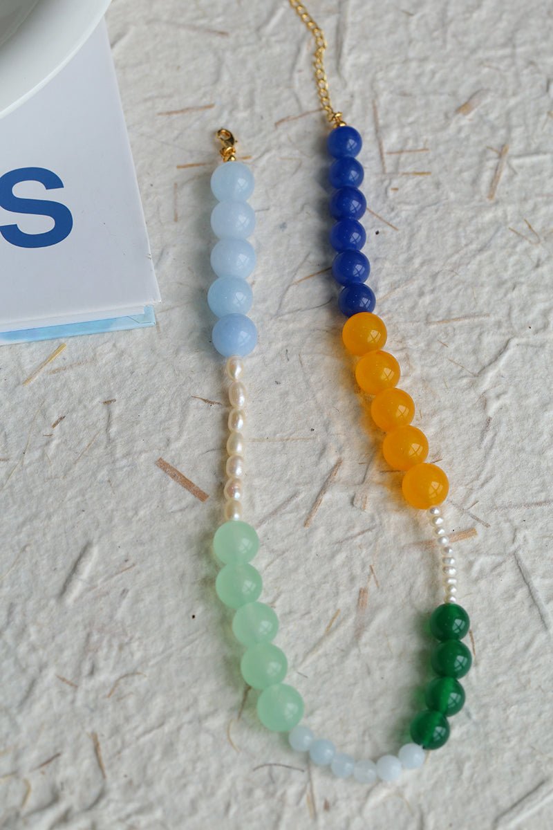 Summer Vibes Pearl and Multicolored Gemstone Beaded Necklace - floysun