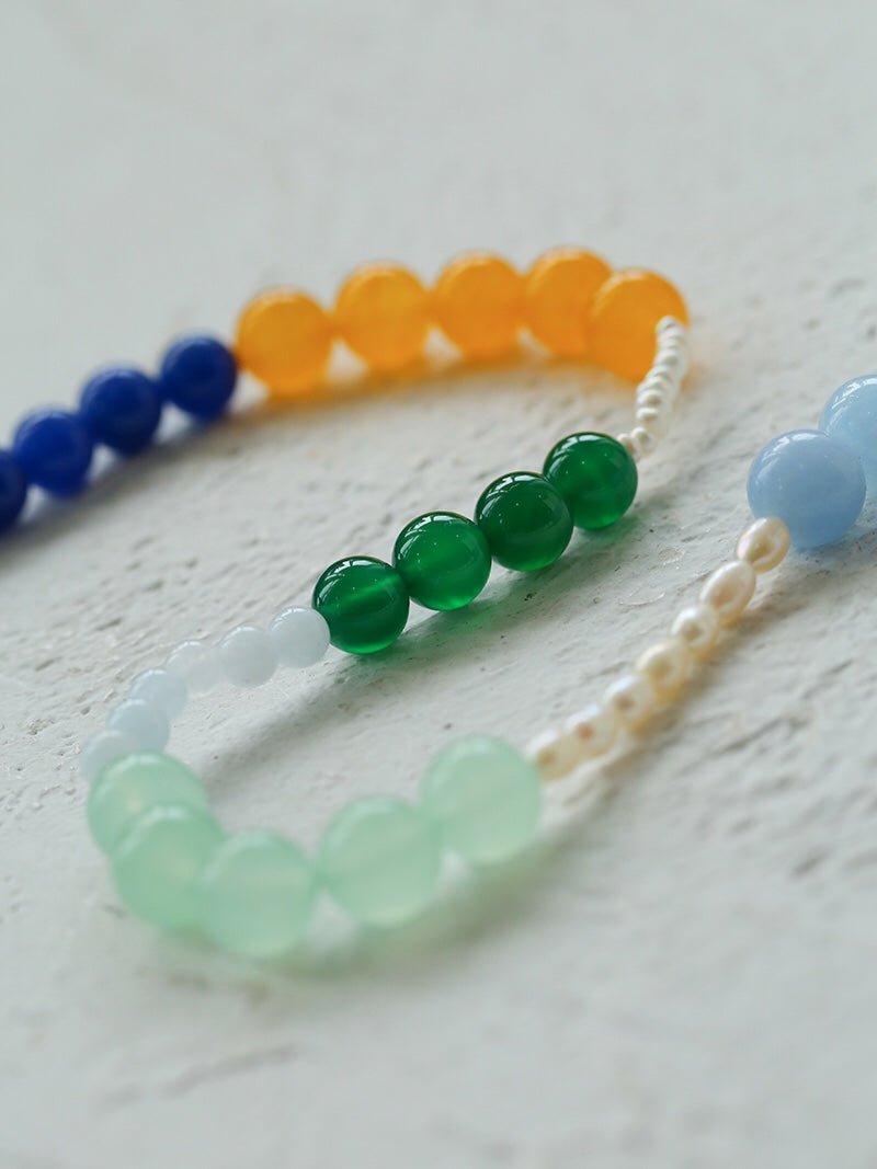 Summer Vibes Pearl and Multicolored Gemstone Beaded Necklace - floysun