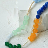 Summer Vibes Pearl and Multicolored Gemstone Beaded Necklace - floysun