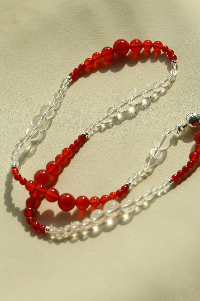 Sunlit Glow Gradient Red Agate Necklace - floysun