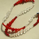 Sunlit Glow Gradient Red Agate Necklace - floysun