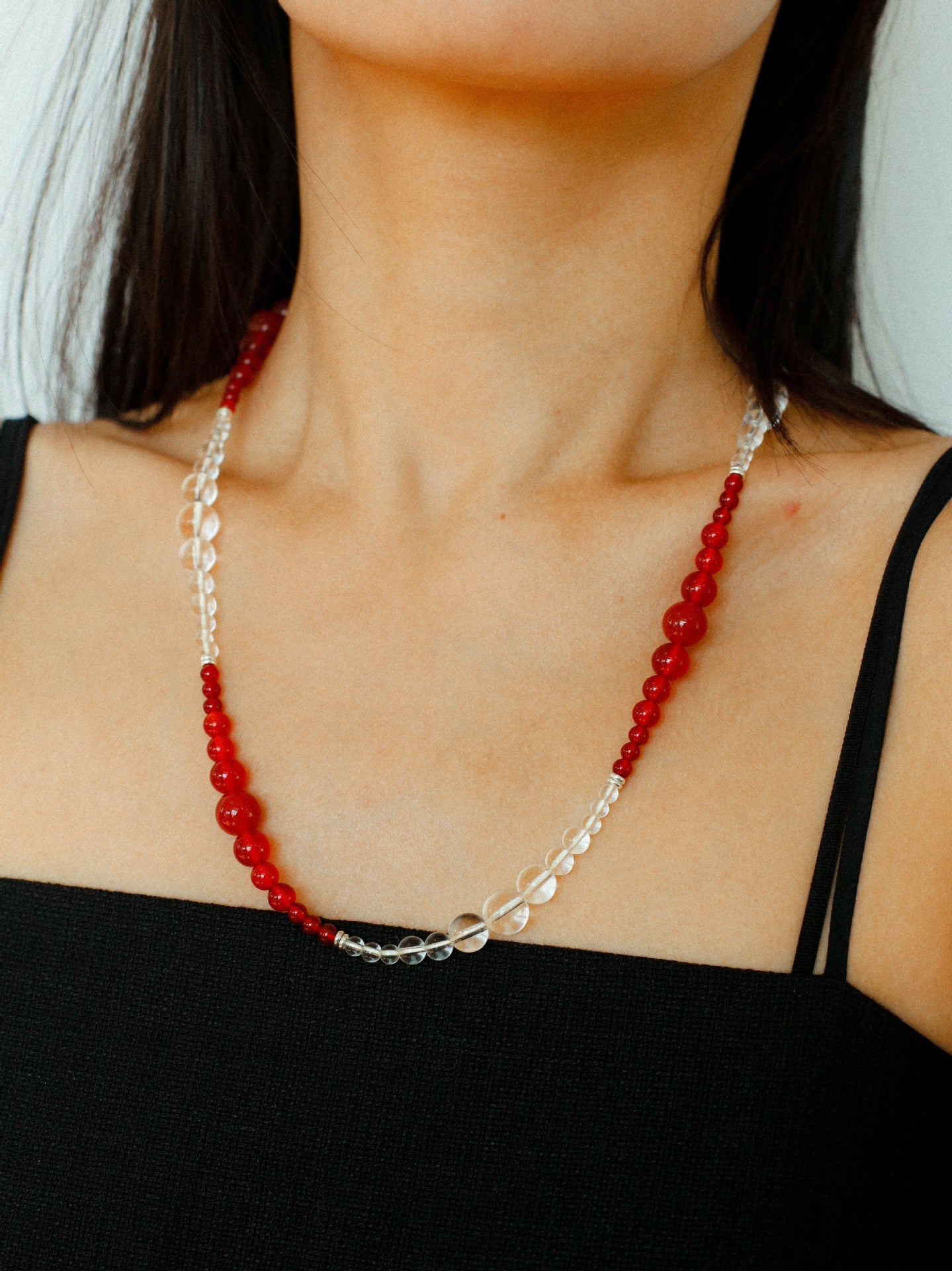 Sunlit Glow Gradient Red Agate Necklace - floysun