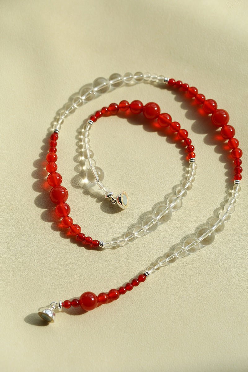 Sunlit Glow Gradient Red Agate Necklace - floysun