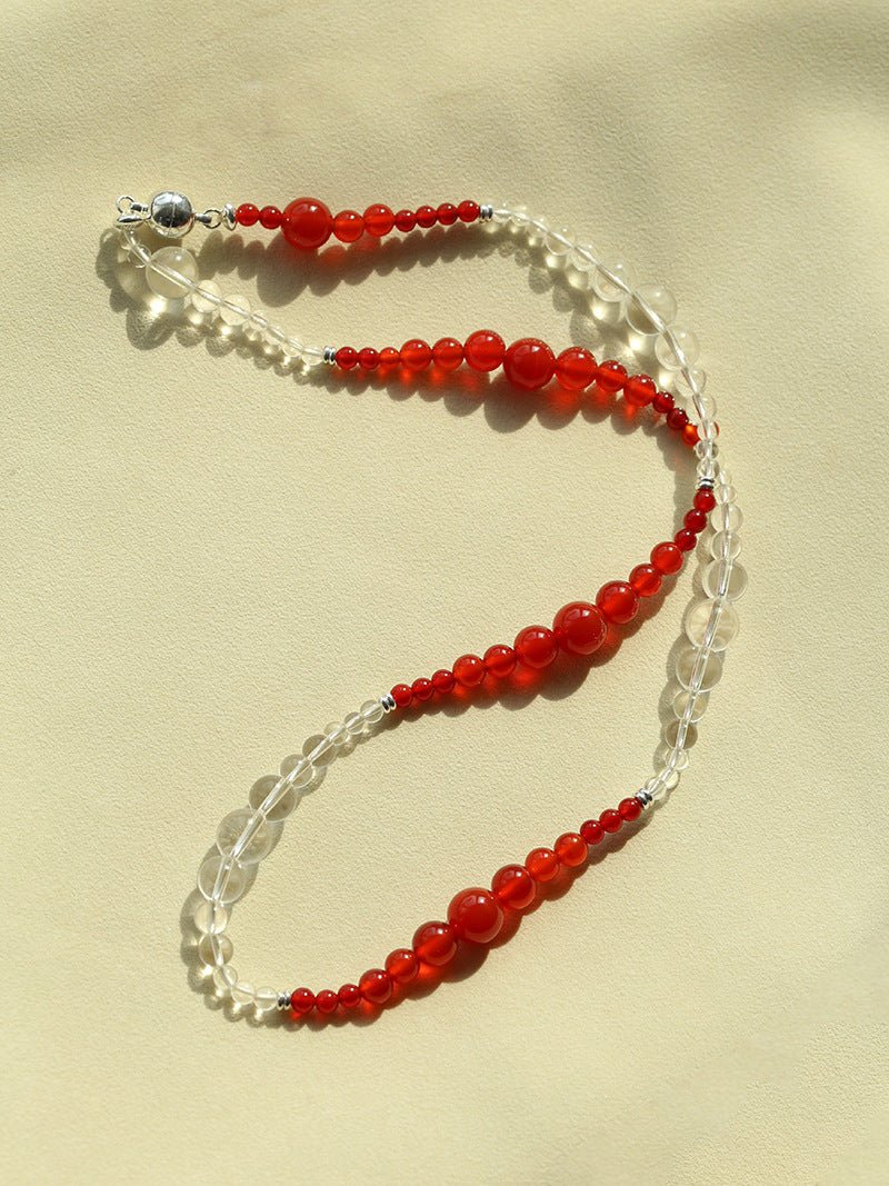 Sunlit Glow Gradient Red Agate Necklace - floysun