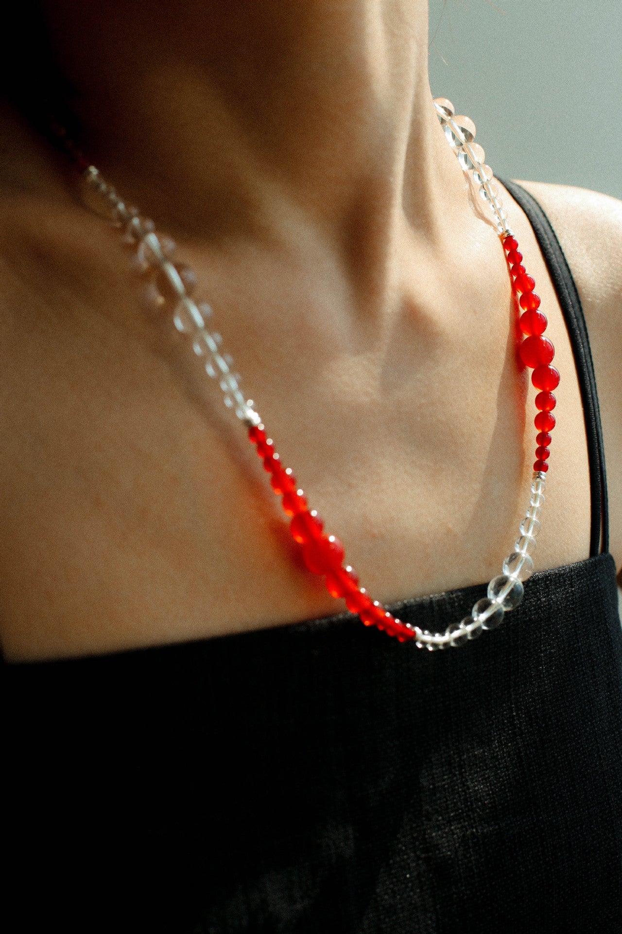 Sunlit Glow Gradient Red Agate Necklace - floysun