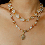 Sunrise Braided Rope Necklace - Golden Brown Aventurine - floysun