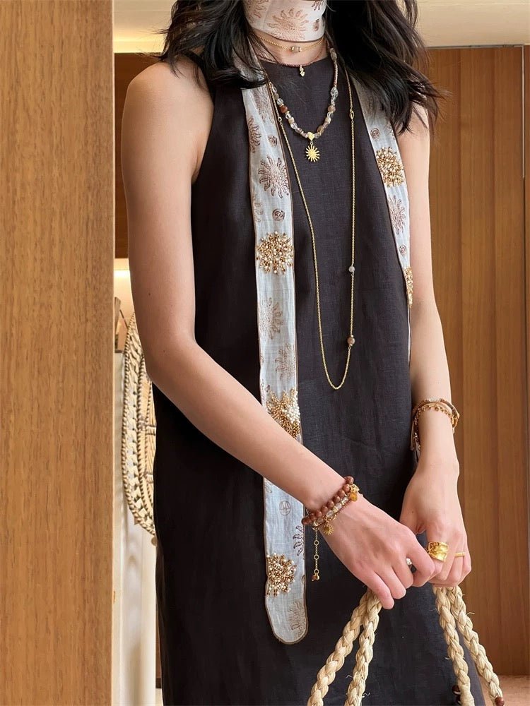 Sunrise Braided Rope Necklace - Golden Brown Aventurine - floysun