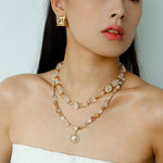 Sunrise Braided Rope Necklace - Golden Brown Aventurine - floysun