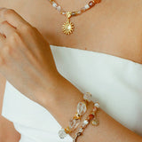 Sunrise Braided Rope Necklace - Golden Brown Aventurine - floysun
