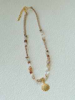 Sunrise Braided Rope Necklace - Golden Brown Aventurine - floysun