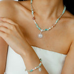Sunrise Braided Rope Necklace - Silver Blue Amazonite - floysun