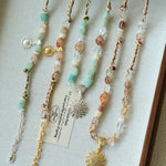 Sunrise Braided Rope Necklace - Silver Blue Amazonite - floysun