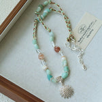 Sunrise Braided Rope Necklace - Silver Blue Amazonite - floysun