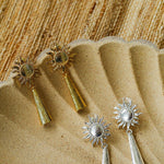 Sunrise Gleam – Brushed Metal Tassel Earrings - Silver - floysun