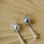 Sunrise Gleam – Brushed Metal Tassel Earrings - Silver - floysun