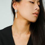 Sunrise Gleam – Brushed Metal Tassel Earrings - Silver - floysun