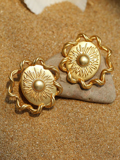 Sunrise Glow Stud Earrings – Bold and Elegant Gold - floysun
