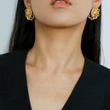 Sunrise Glow Stud Earrings – Bold and Elegant Gold - floysun