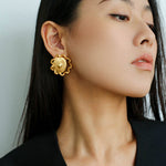 Sunrise Glow Stud Earrings – Bold and Elegant Gold - floysun