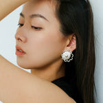 Sunrise Glow Stud Earrings – Bold and Elegant Silver - floysun