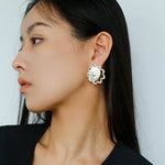 Sunrise Glow Stud Earrings – Bold and Elegant Silver - floysun