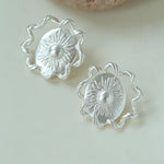 Sunrise Glow Stud Earrings – Bold and Elegant Silver - floysun