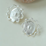 Sunrise Glow Stud Earrings – Bold and Elegant Silver - floysun