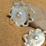 Sunrise Glow Stud Earrings – Bold and Elegant Silver - floysun