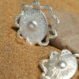Sunrise Glow Stud Earrings – Bold and Elegant Silver - floysun