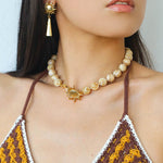 Sunrise Golden Conch Shell Bead Necklace - floysun