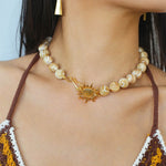 Sunrise Golden Conch Shell Bead Necklace - floysun