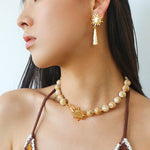 Sunrise Golden Conch Shell Bead Necklace - floysun