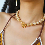 Sunrise Golden Conch Shell Bead Necklace - floysun