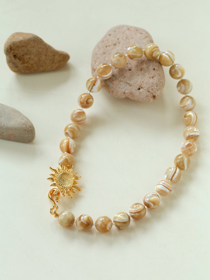 Sunrise Golden Conch Shell Bead Necklace - floysun