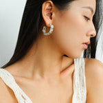 Sunrise Knot Hoop Earrings - Silver - floysun