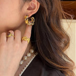 Sunrise Knot Mini Hoop Earrings - Gold - floysun